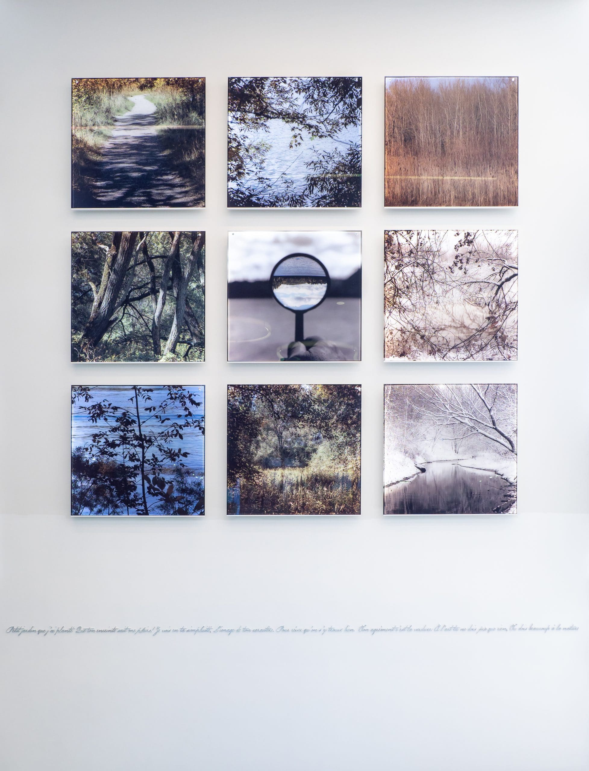 Catalogue d'art public - oeuvre de l'artiste Bertrand Carrière - La lumière des lieux - 9 tableaux représentant des lieux selon les saisons