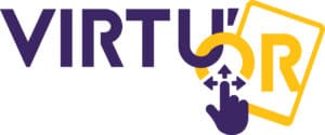 Logo Virtu'Or : écriture mauve et or sur fond blanc