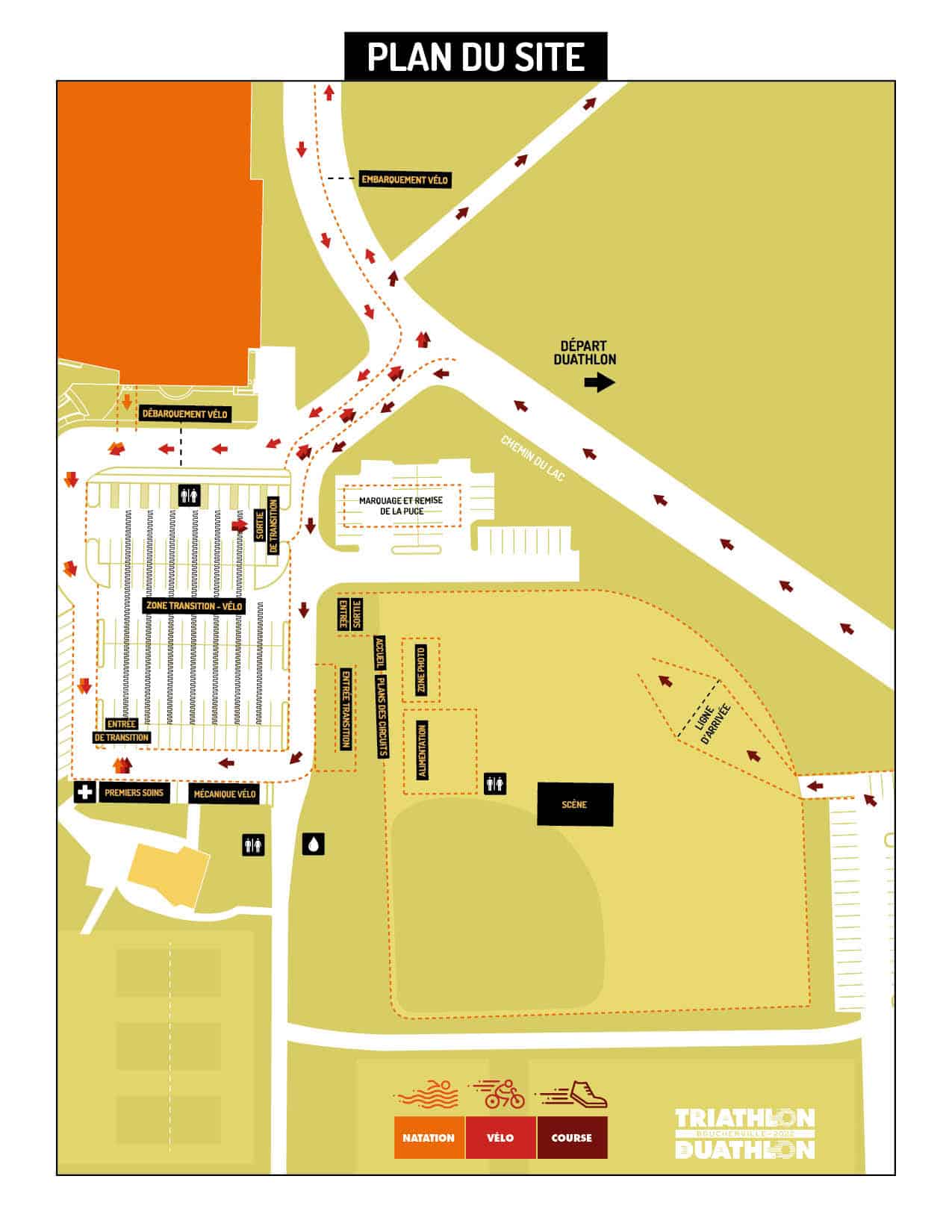 Plan du site du triathlon-duathlon de Boucherville